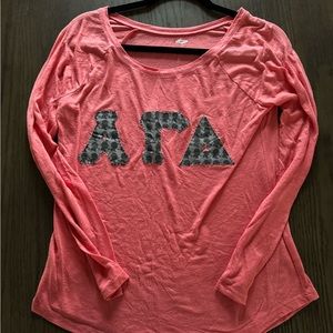 Alpha Gamma Delta Off-Shoulder Embroidered T-Shirt | AGD | ΑΓΔ